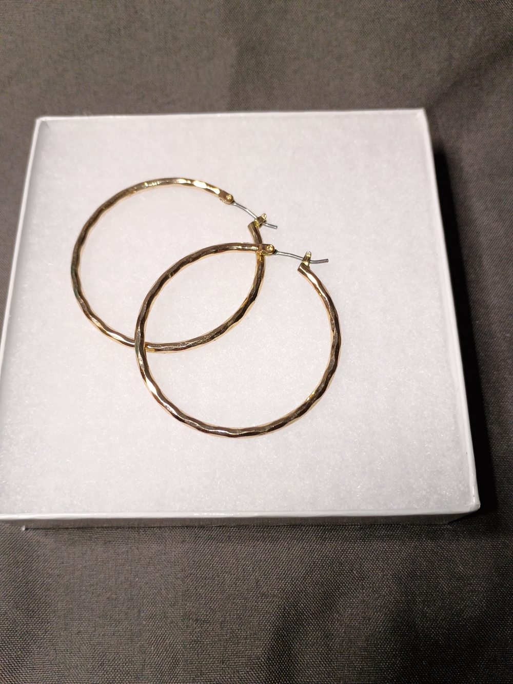 Gold Textured Hoop Earrings - Classic Women Jewelry